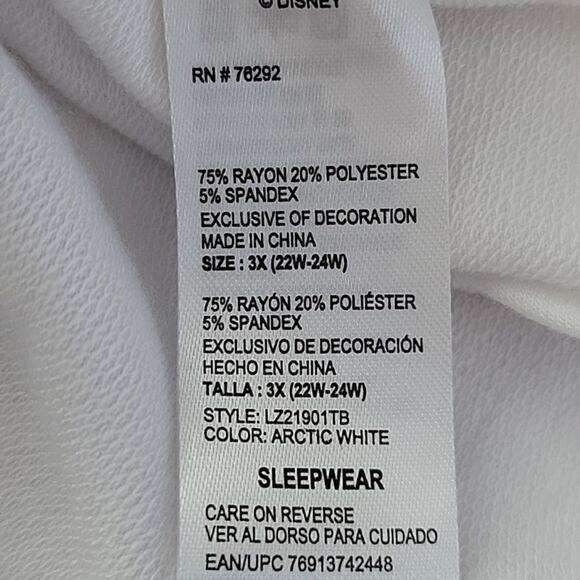 Disney Mickey & Friends Blue Pink Dolman Sleeve Sleep Shirt Size 3XL - Picture 7 of 8